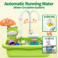 Pupu Pig dishwasher playset simulates washing in a kid-sized sink