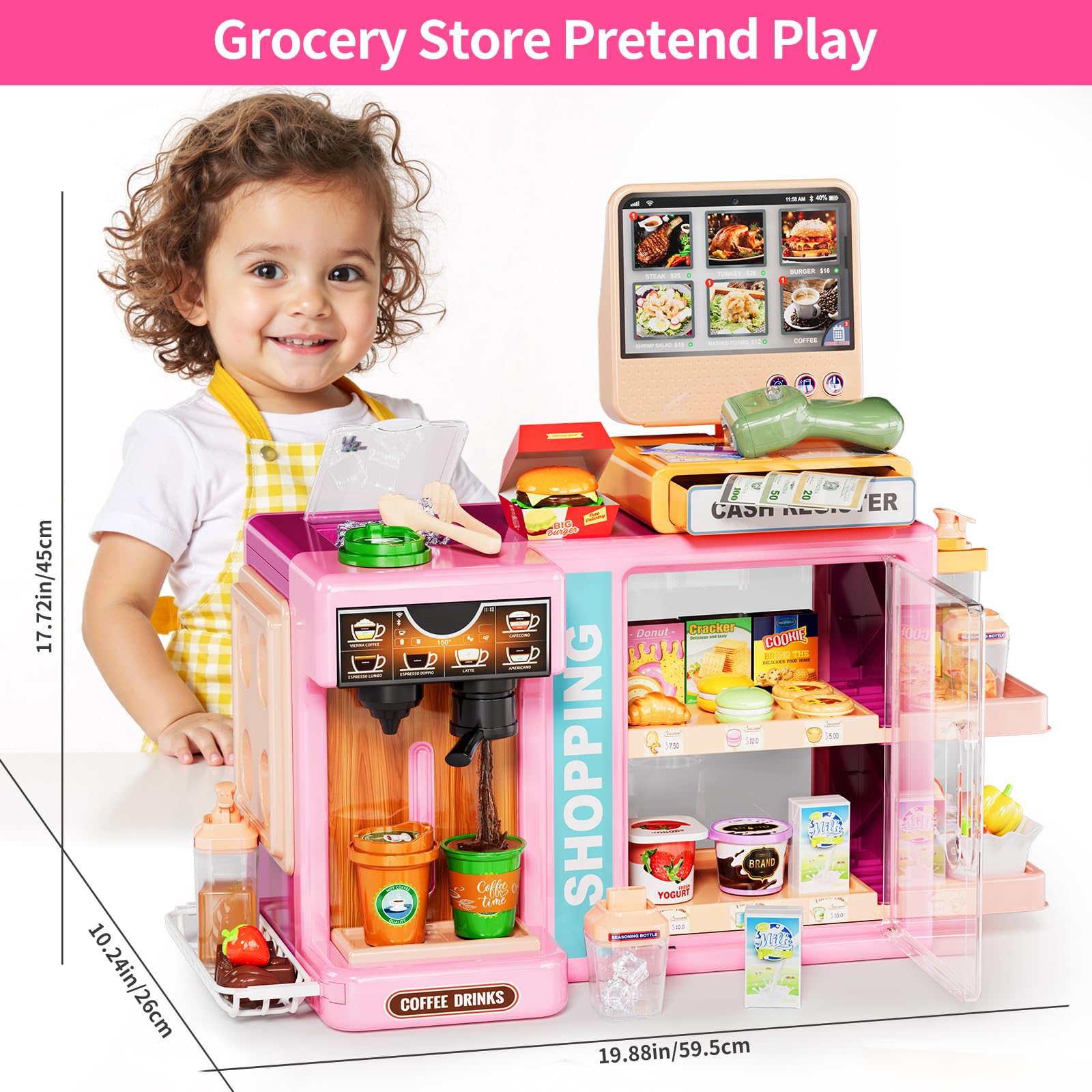 Pupu Pig food display cabinet organizes toy items