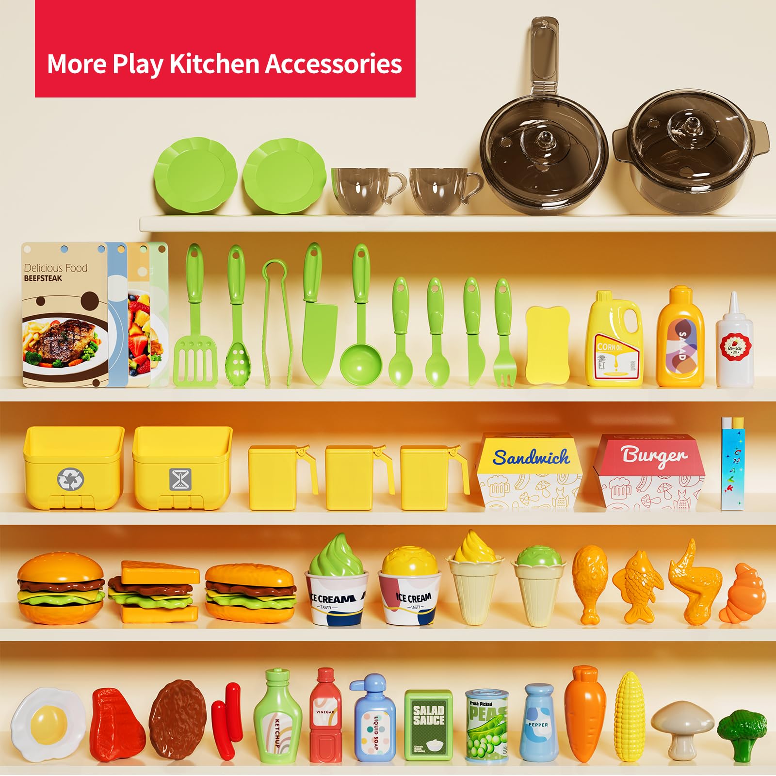 Pupu Pig kids cooking lights and sounds create a lively kitchen scene.