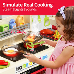 Pupu Pig playset grill with flickering lights enhances pretend barbecue play.
