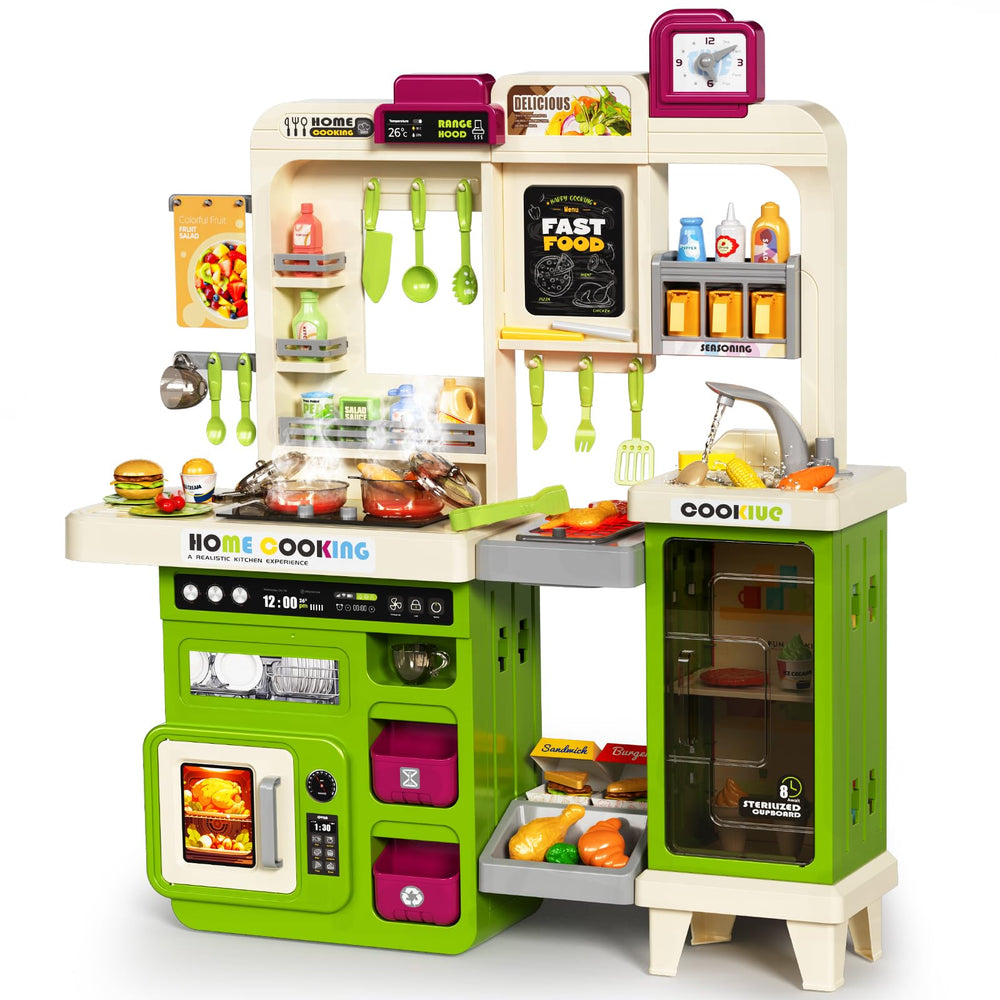 Pupu Pig Kids Kitchen Playset stove view with realistic flame and sounds