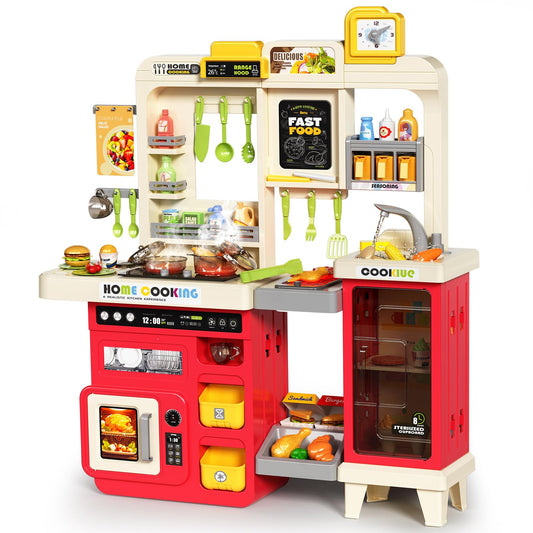 Pupu Pig kids kitchen playset with stove and lights for immersive pretend cooking.