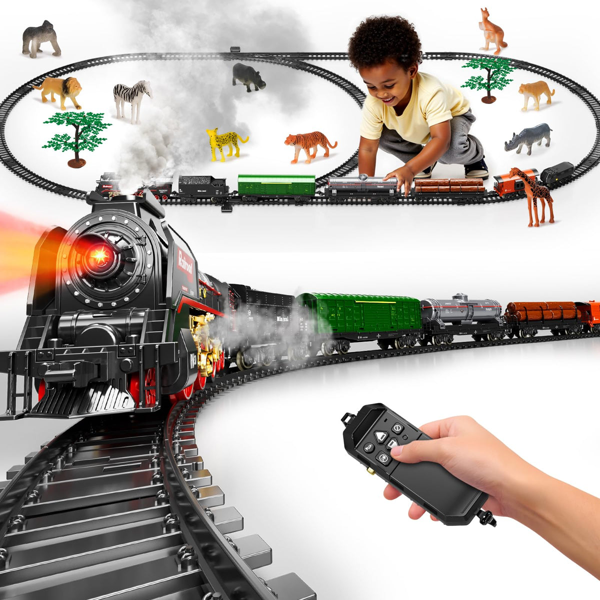 Pupu Pig remote-control steam locomotive for immersive play and family fun