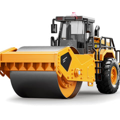 Pupu Pig steam roller front view with durable metal construction for imaginative play.