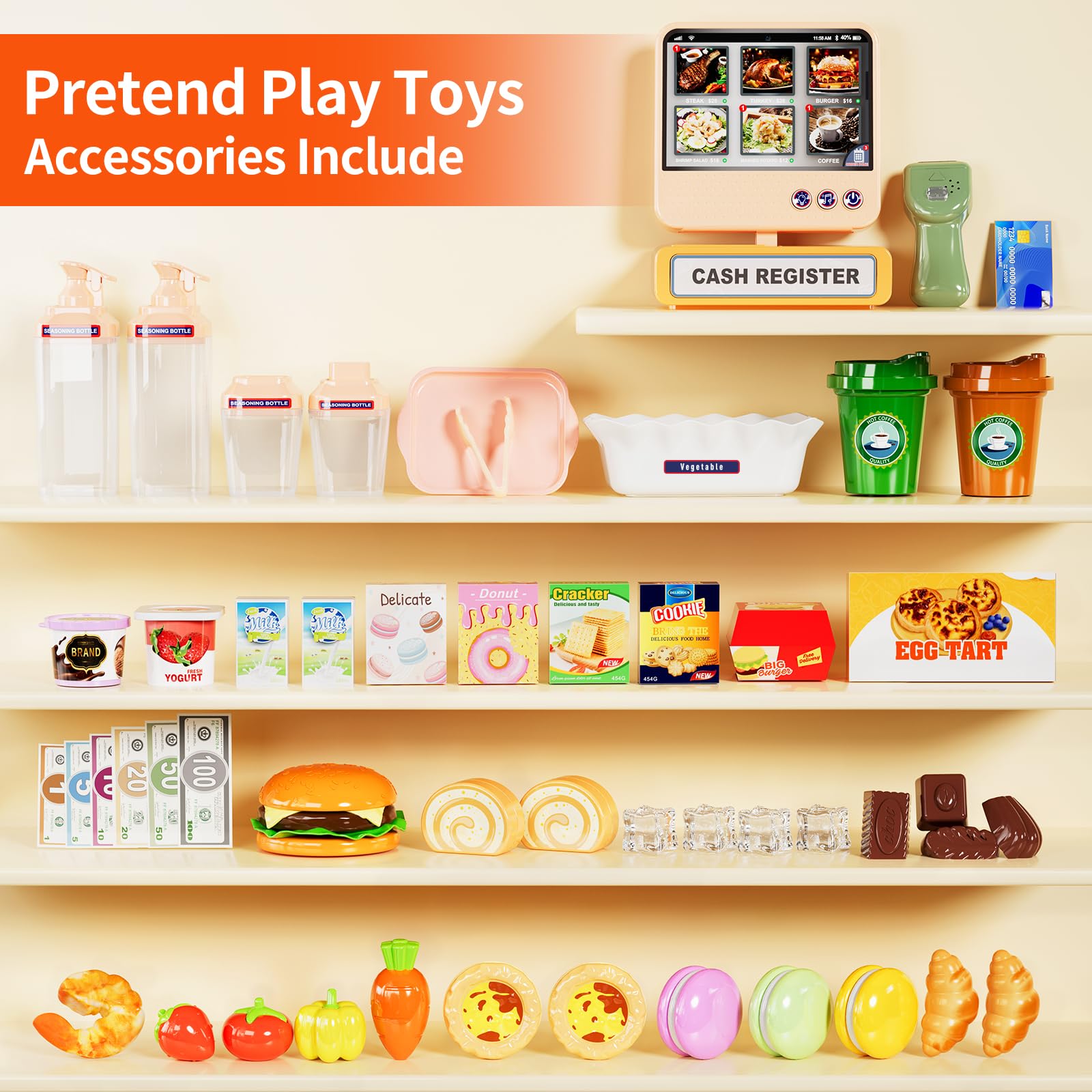 Pupu Pig play money and credit card for checkout simulations