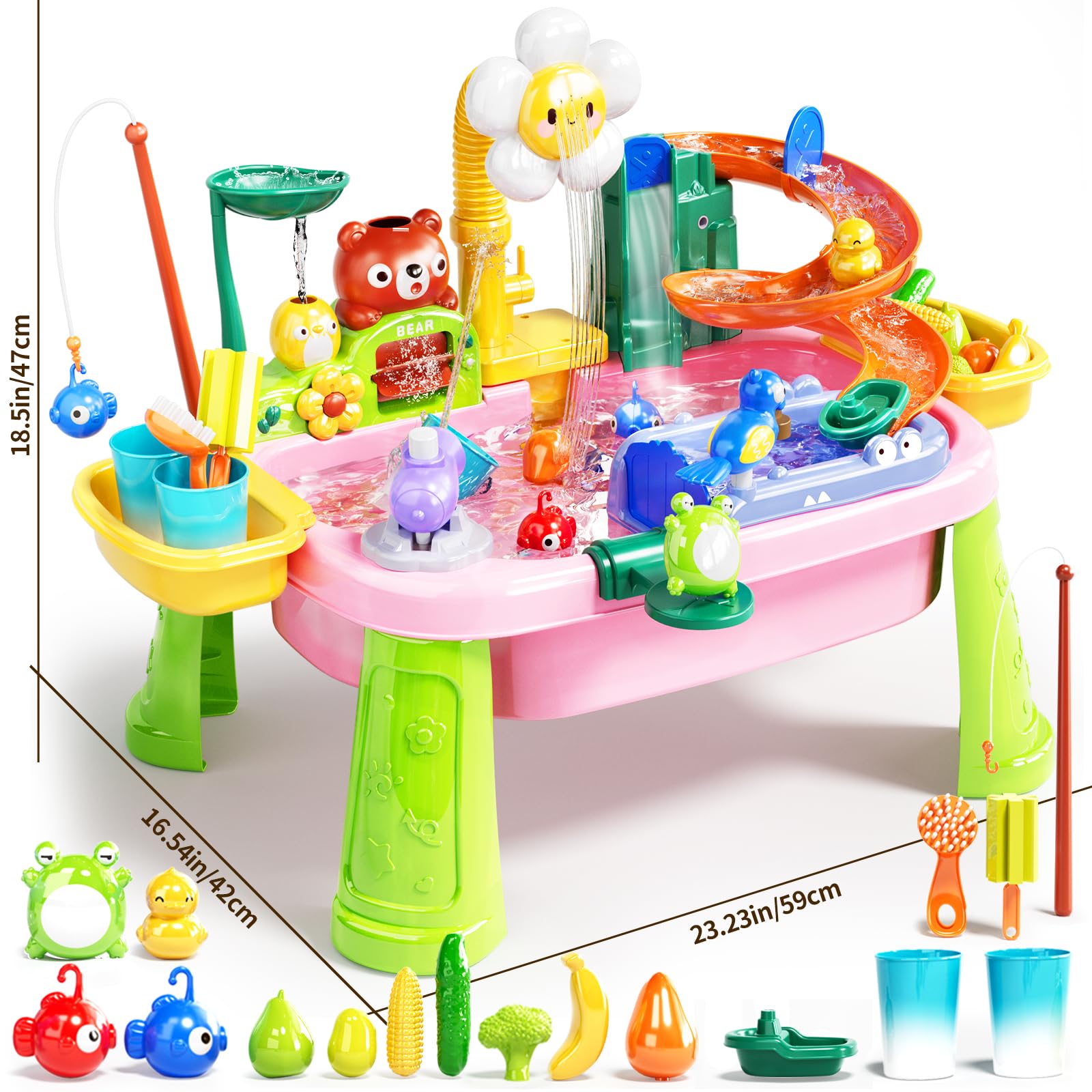 Pupu Pig water table offers a large 4.9 liter sink ideal for shared play