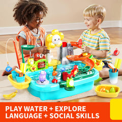 Pupu Pig Water Table water circulation keeps water moving for engaging activities