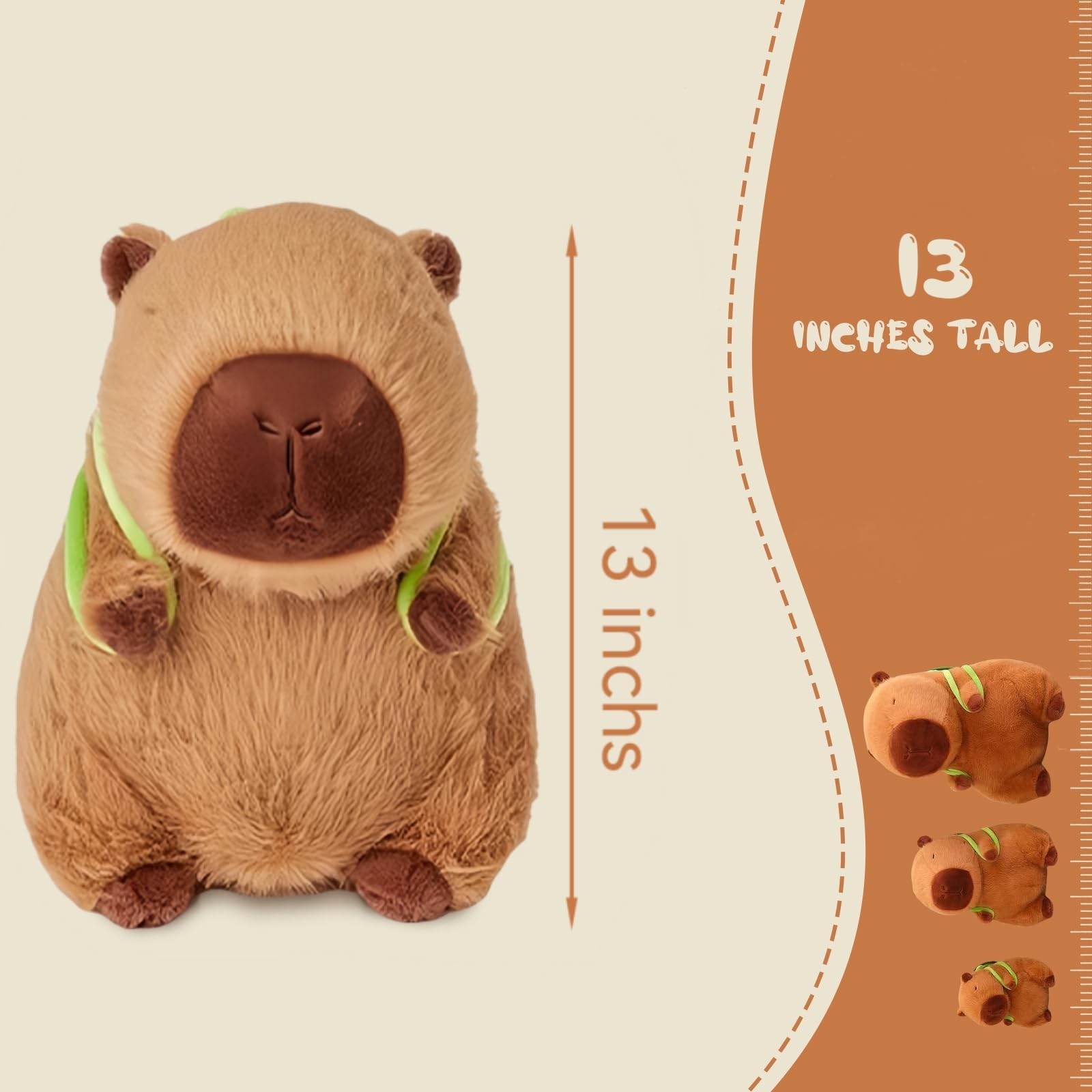 PUPUPANDA capybara plush measures 13 inches, perfect for hugging.