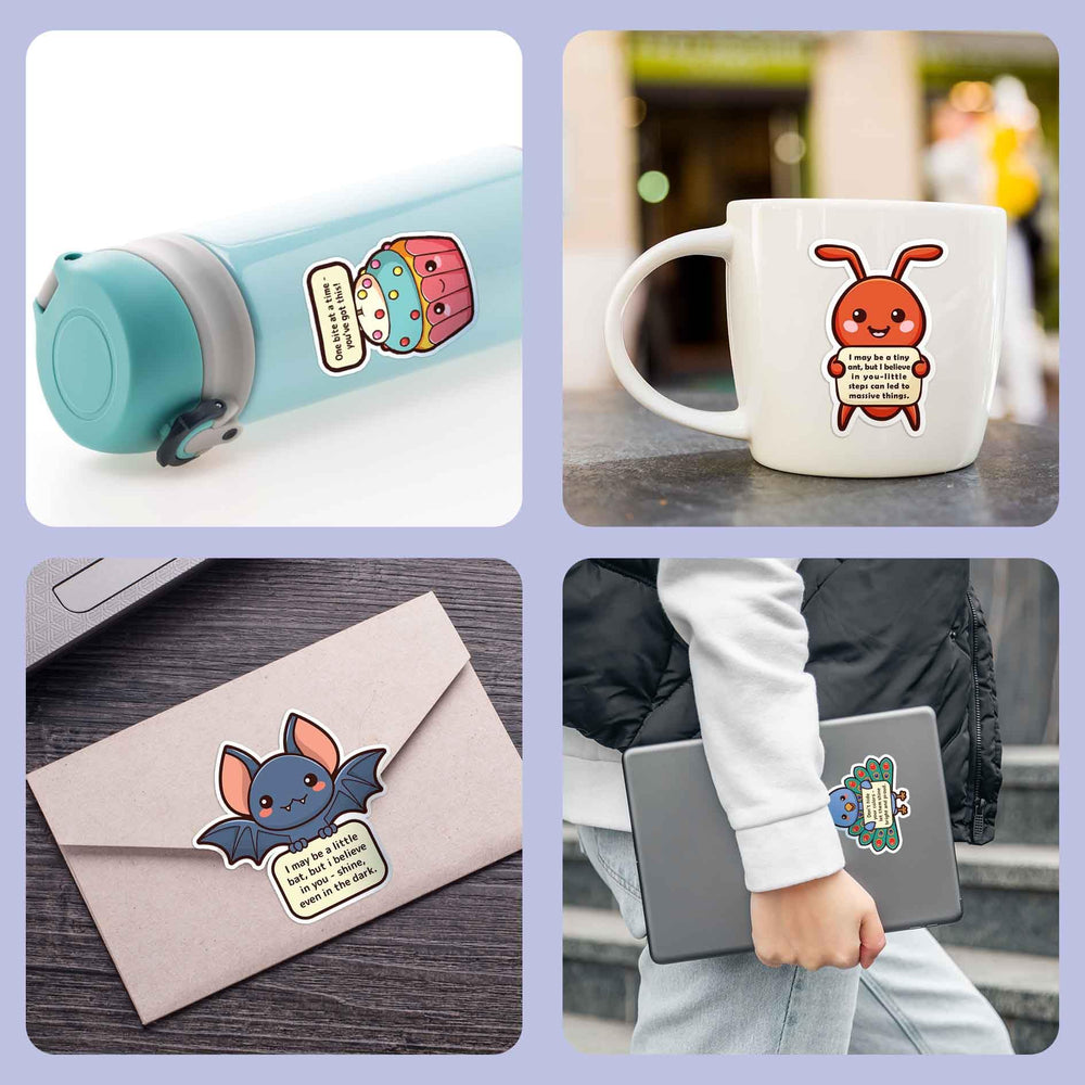 Puraesla 200-design sticker set for daily motivation.