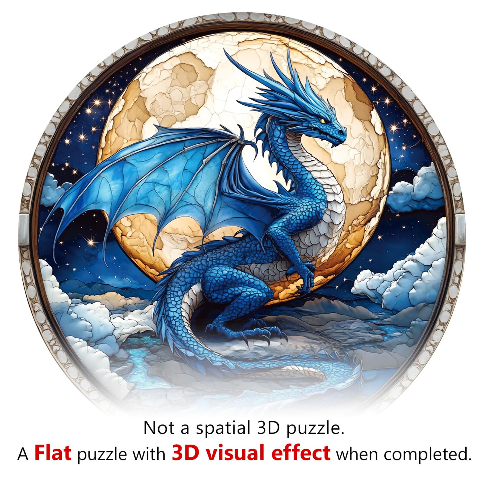 Purdicra Moonlit Blue Dragon Puzzle 3D view showing depth and detail