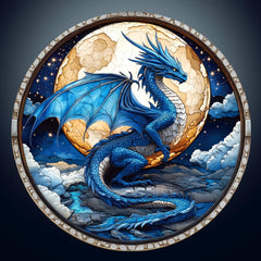 Purdicra Moonlit Blue Dragon Puzzle cover, inviting decorative appeal and puzzling fun