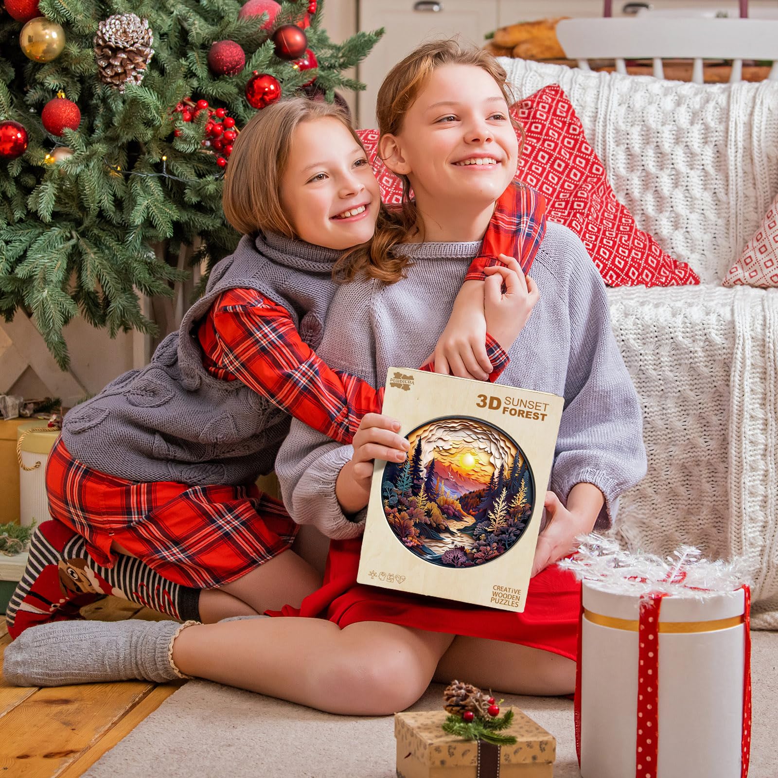 Purdicra non-toxic wood puzzle safe for family use and play.