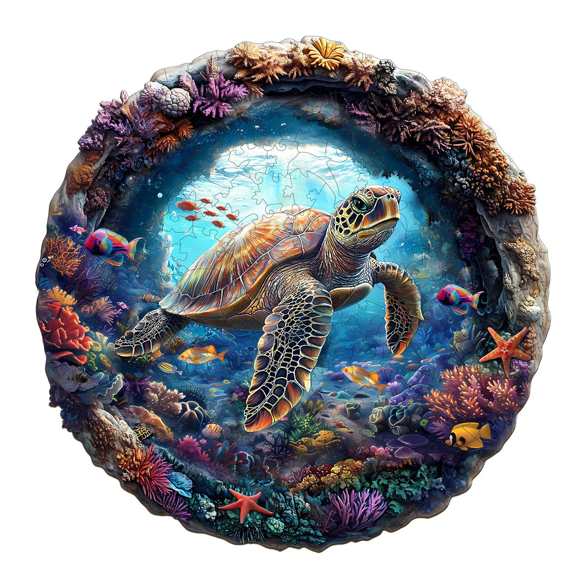 Purdicra sea turtle puzzle pieces during assembly for mindful focus