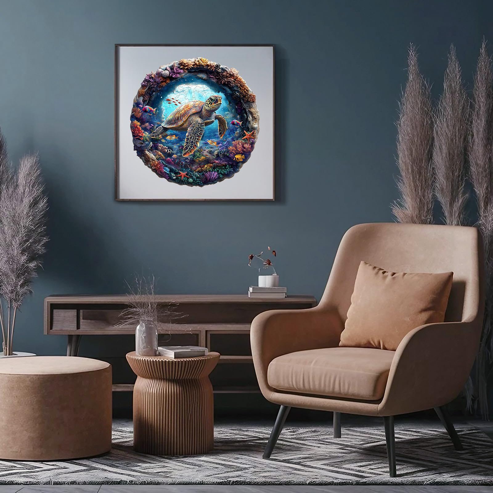 Purdicra sea turtle puzzle completed as a timeless decor piece