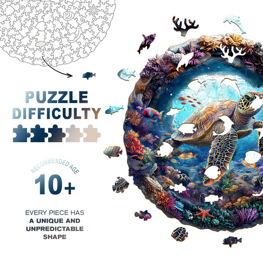 Purdicra wooden puzzle detail shows laser-cut textures and ocean artistry