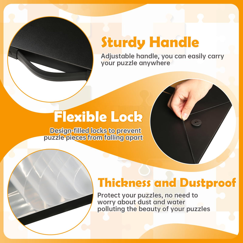 Purelax enhanced locking design with three binders and elastic band for secure transport.