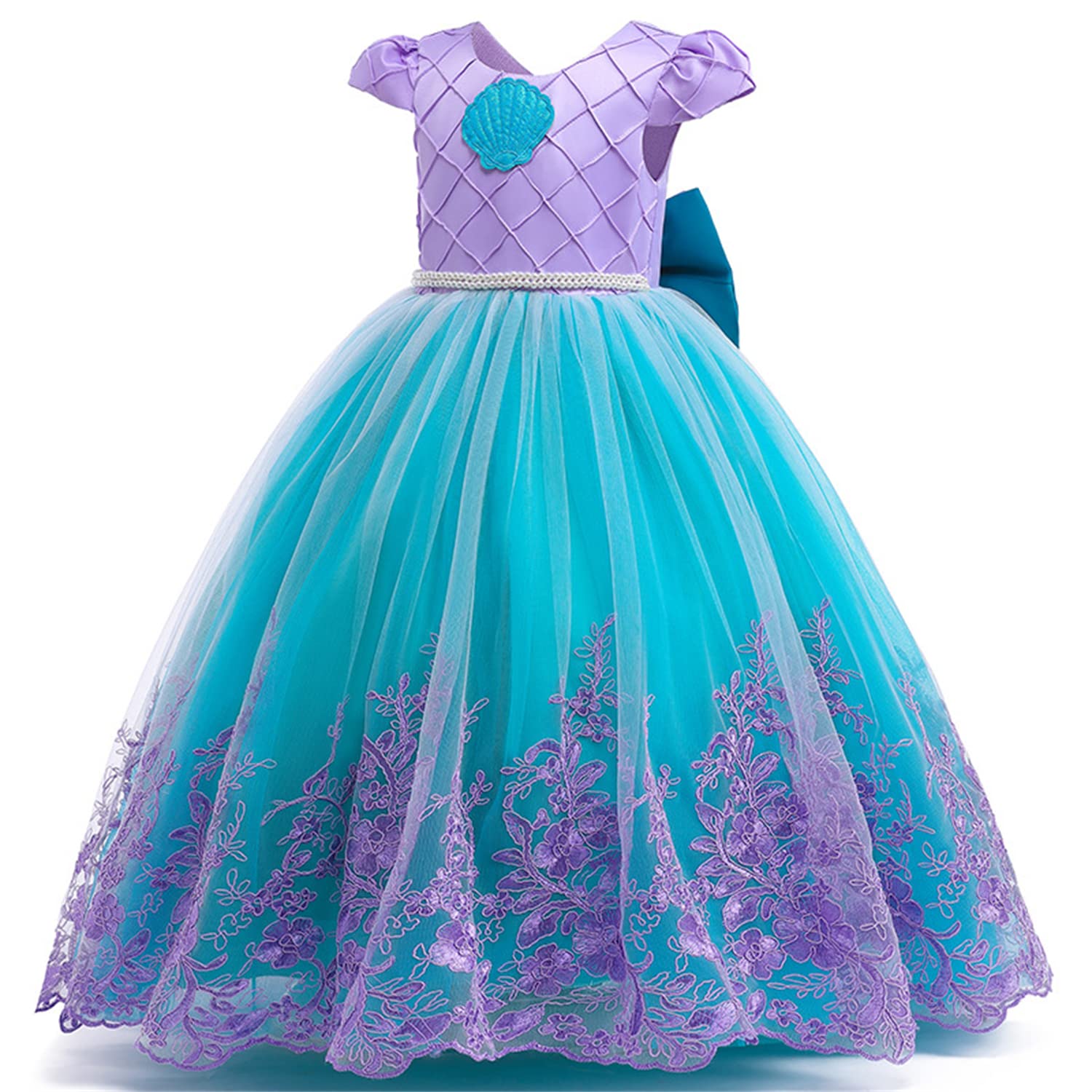 PURFEEL Girls Mermaid Dress back bow detail adds playful flair