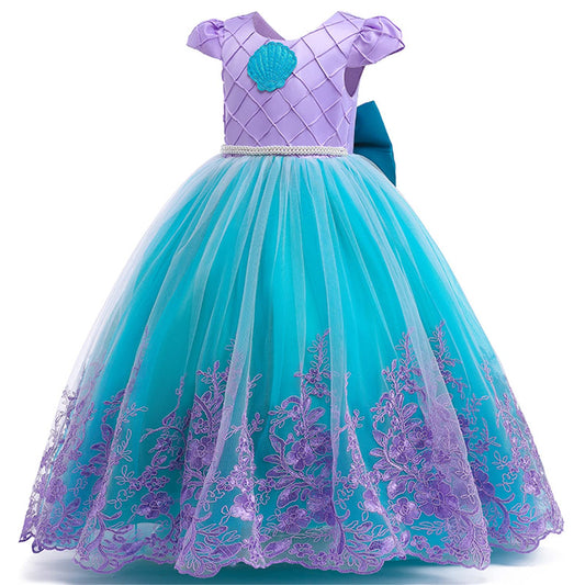 PURFEEL Girls Mermaid Dress back bow detail adds playful flair