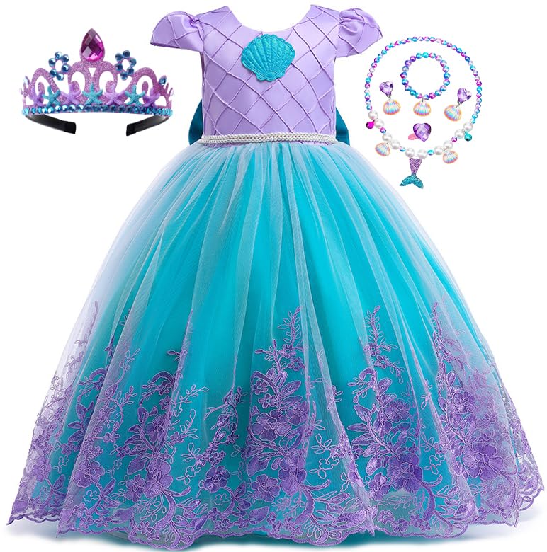 PURFEEL Girls Mermaid Dress front view for sparkling party photos