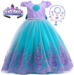 PURFEEL Girls Mermaid Dress front view for sparkling party photos