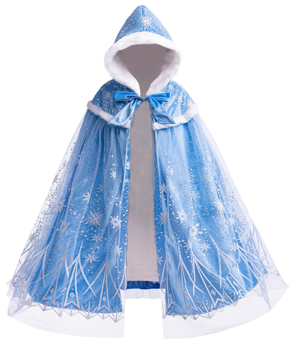 Purfeel girls princess cape Elsa hooded for cozy dress-up adventures