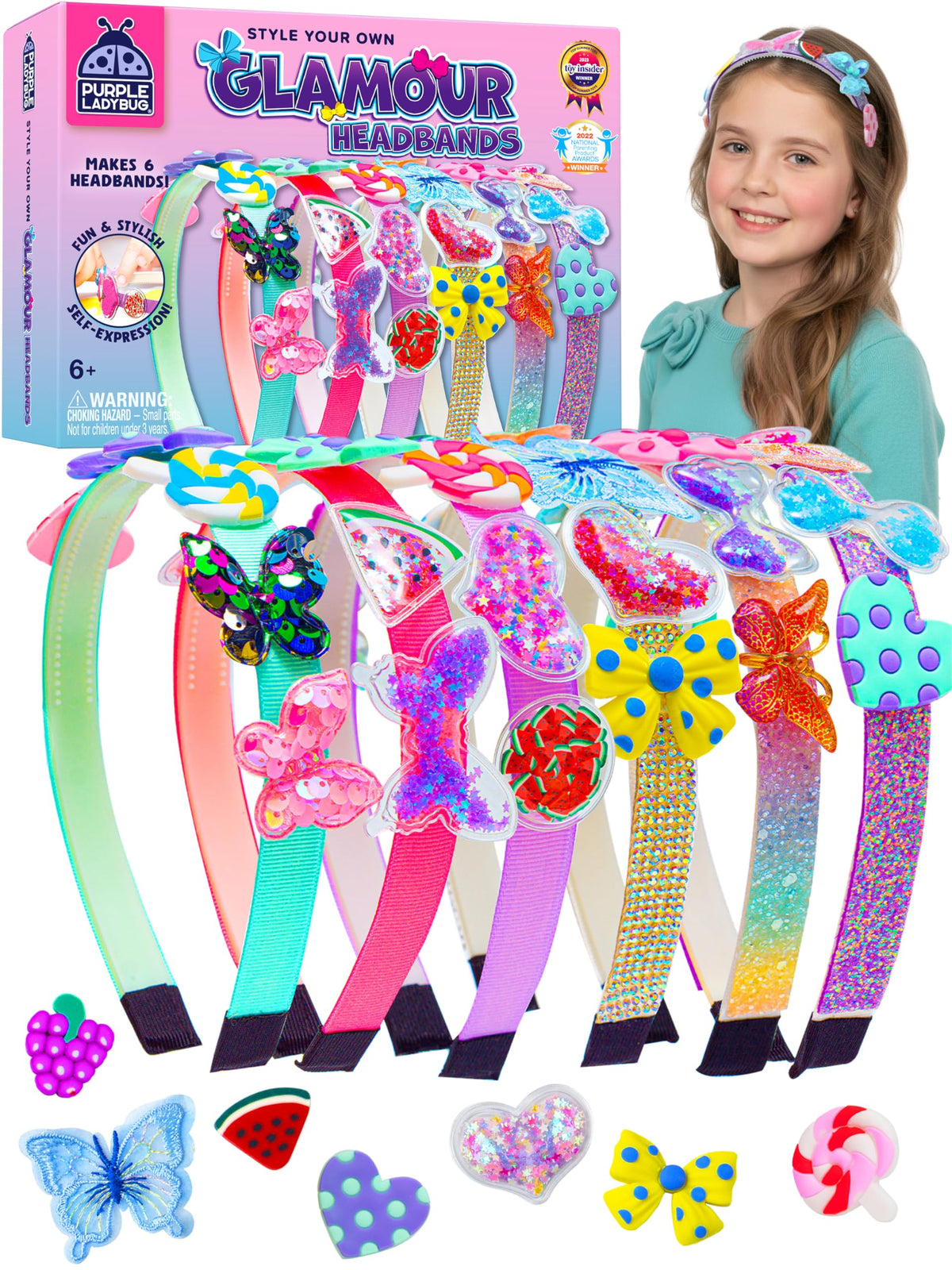 Purple Ladybug DIY Headband Kit box front, ideal for at-home kids crafting.