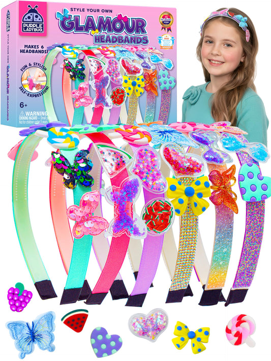 Purple Ladybug DIY Headband Kit box front, ideal for at-home kids crafting.