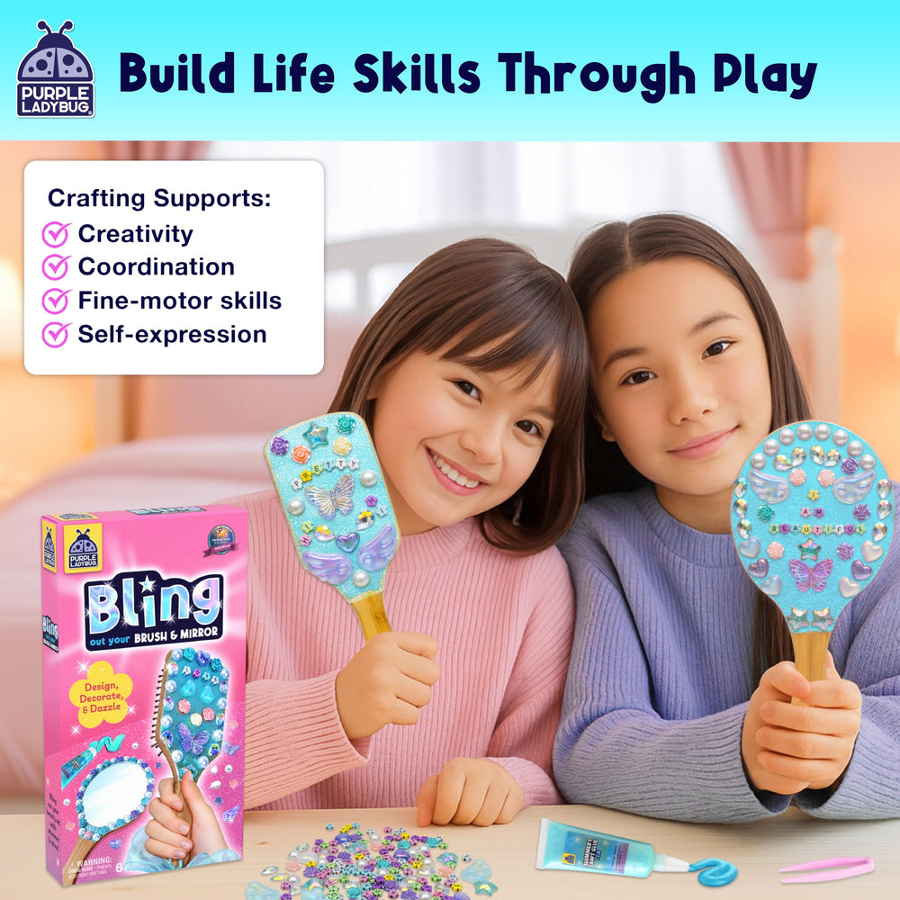 Purple Ladybug glittery embellishments sparkle on kids' crafts