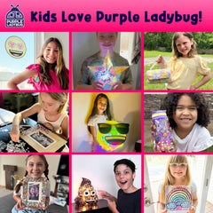 PURPLE LADYBUG gloves and straws for neat paint pouring