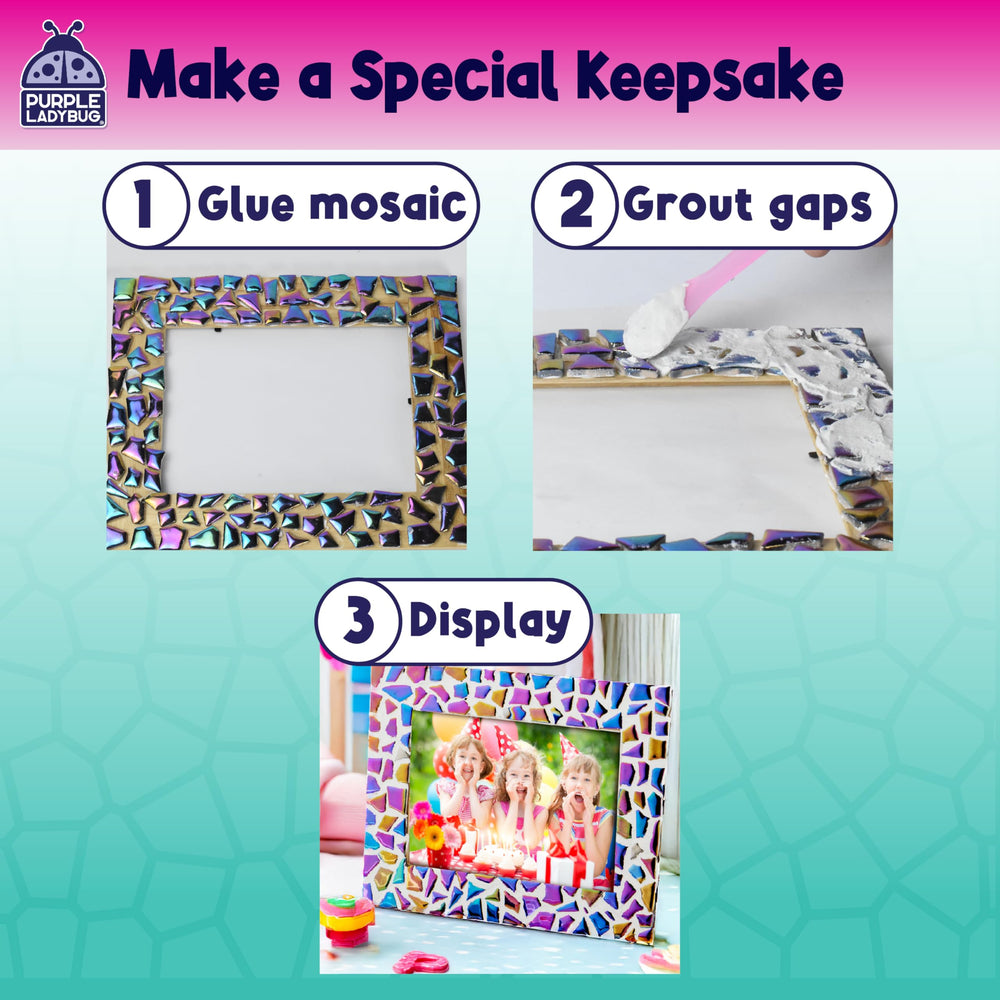 Purple Ladybug glue spreader tool enables even application for kids.