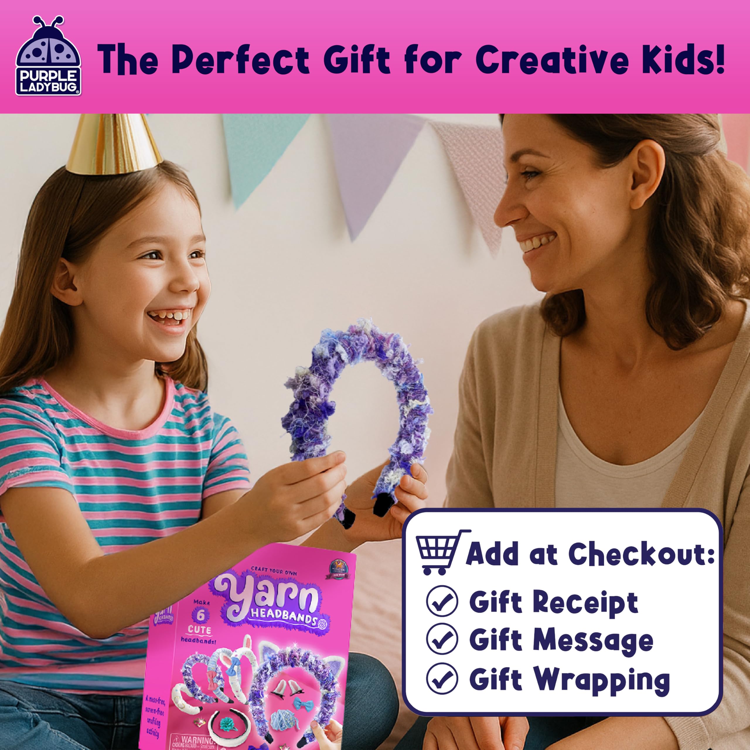 PURPLE LADYBUG headbands in progress show kid-friendly DIY fun and personalization.