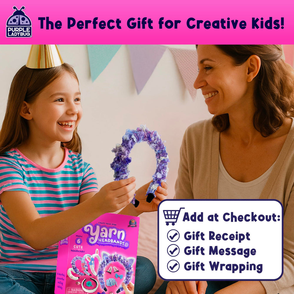 PURPLE LADYBUG headbands in progress show kid-friendly DIY fun and personalization.