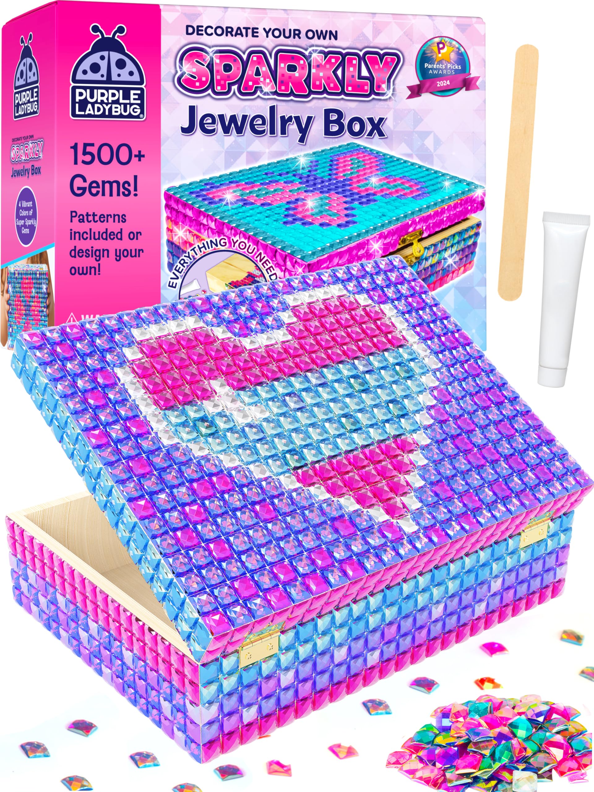 PURPLE LADYBUG jewelry box kit assembly highlights creativity and fine motor skill development.
