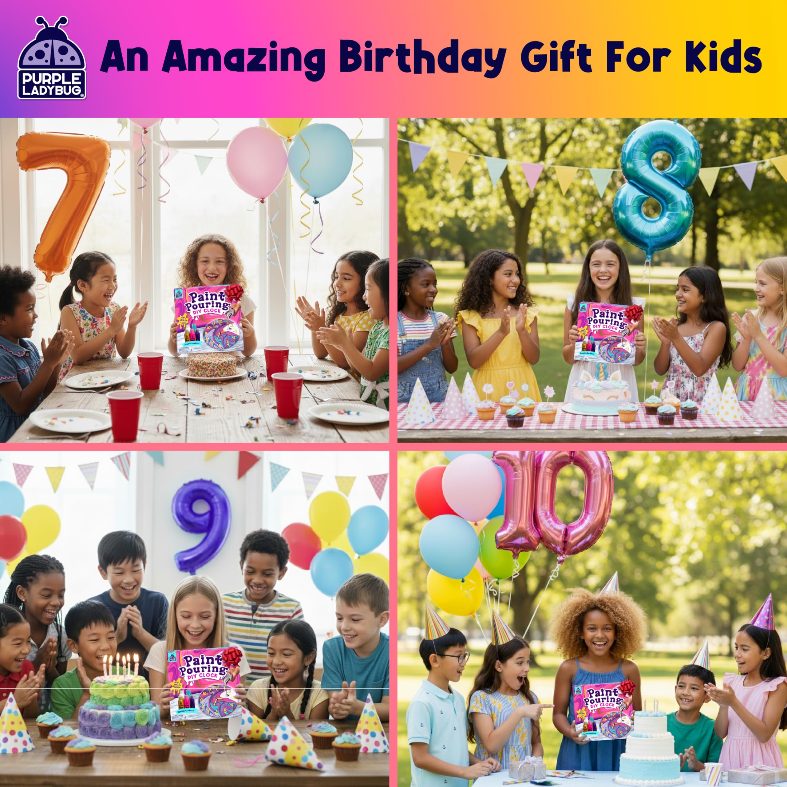PURPLE LADYBUG number stickers to label hour marks clearly