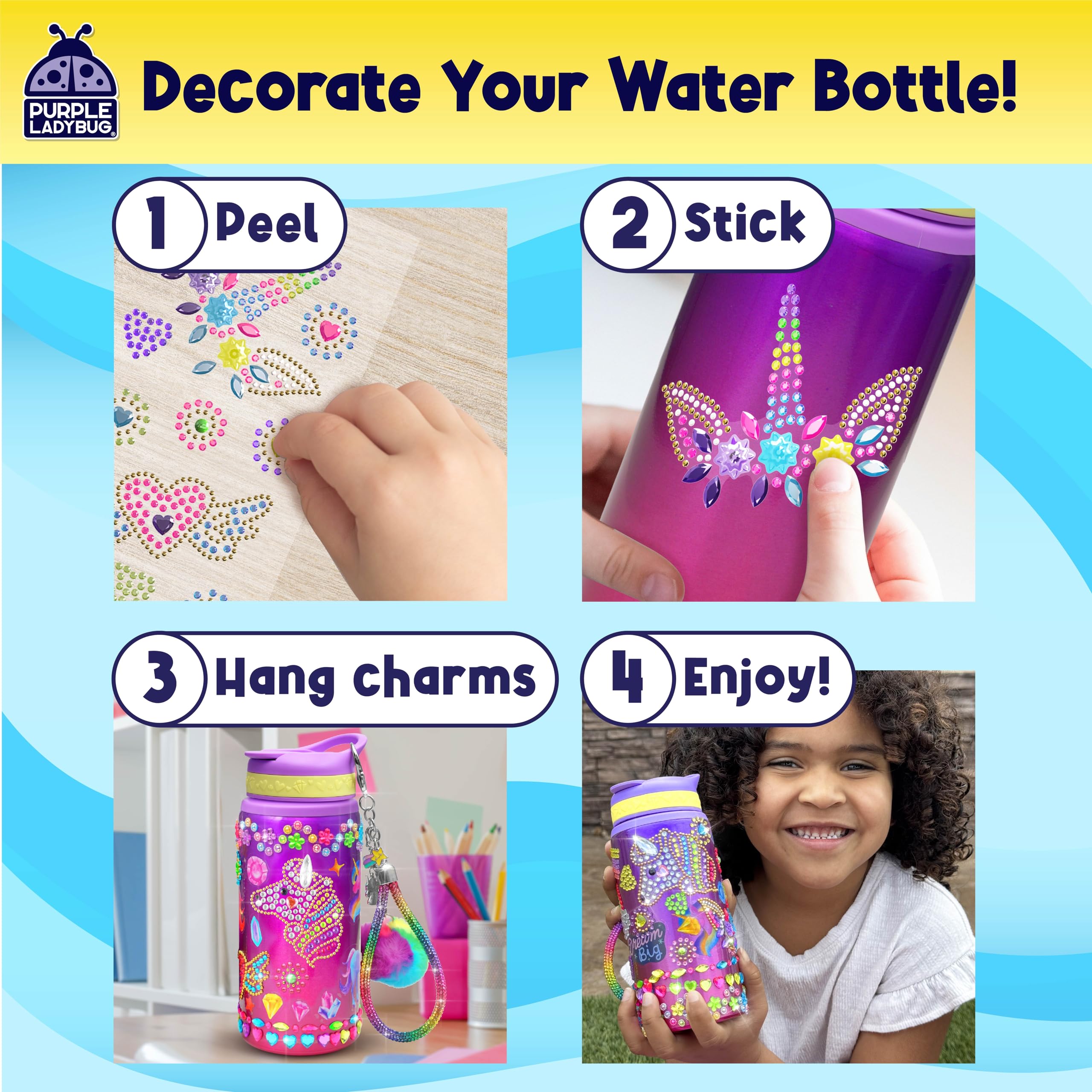 Purple Ladybug pompom-charm provides a playful accent for on-the-go bottles.