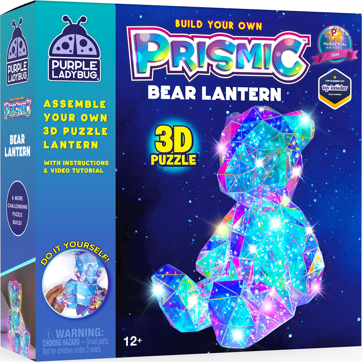 Purple Ladybug Prismic bear nightlight front view for cozy room decor.