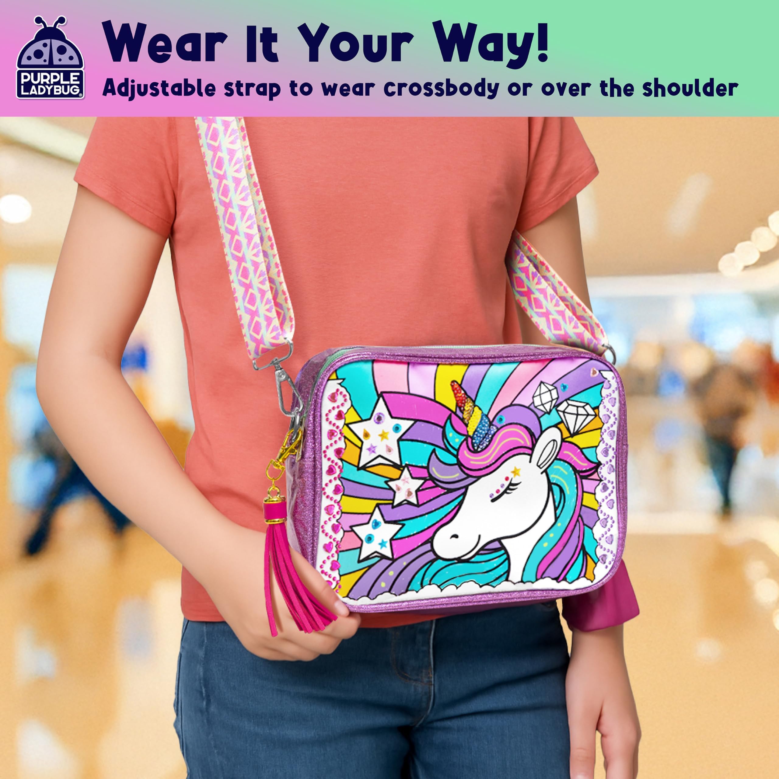 Purple Ladybug sparkle on sides and back enhancing the unicorn look