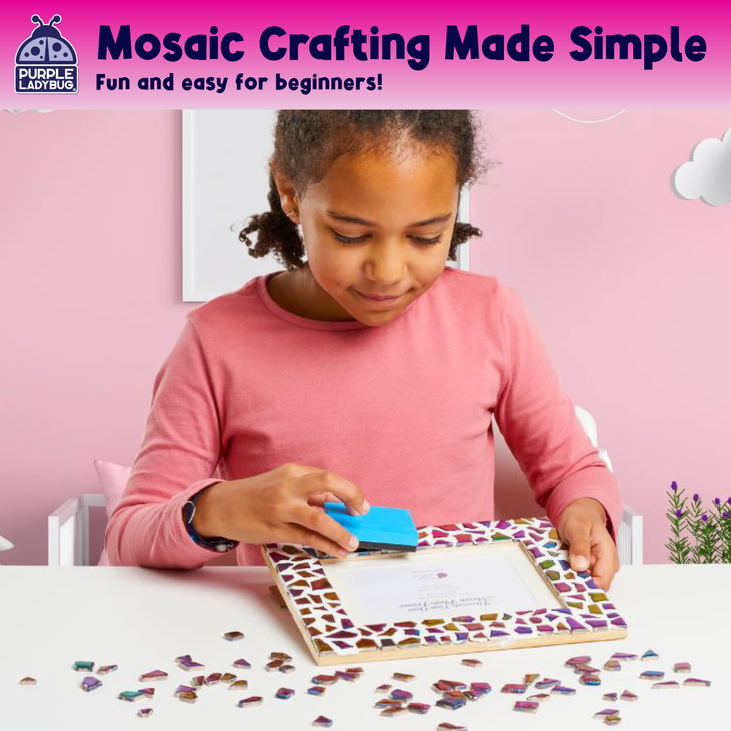 Purple Ladybug sponge applicator ensures quick, even color distribution.