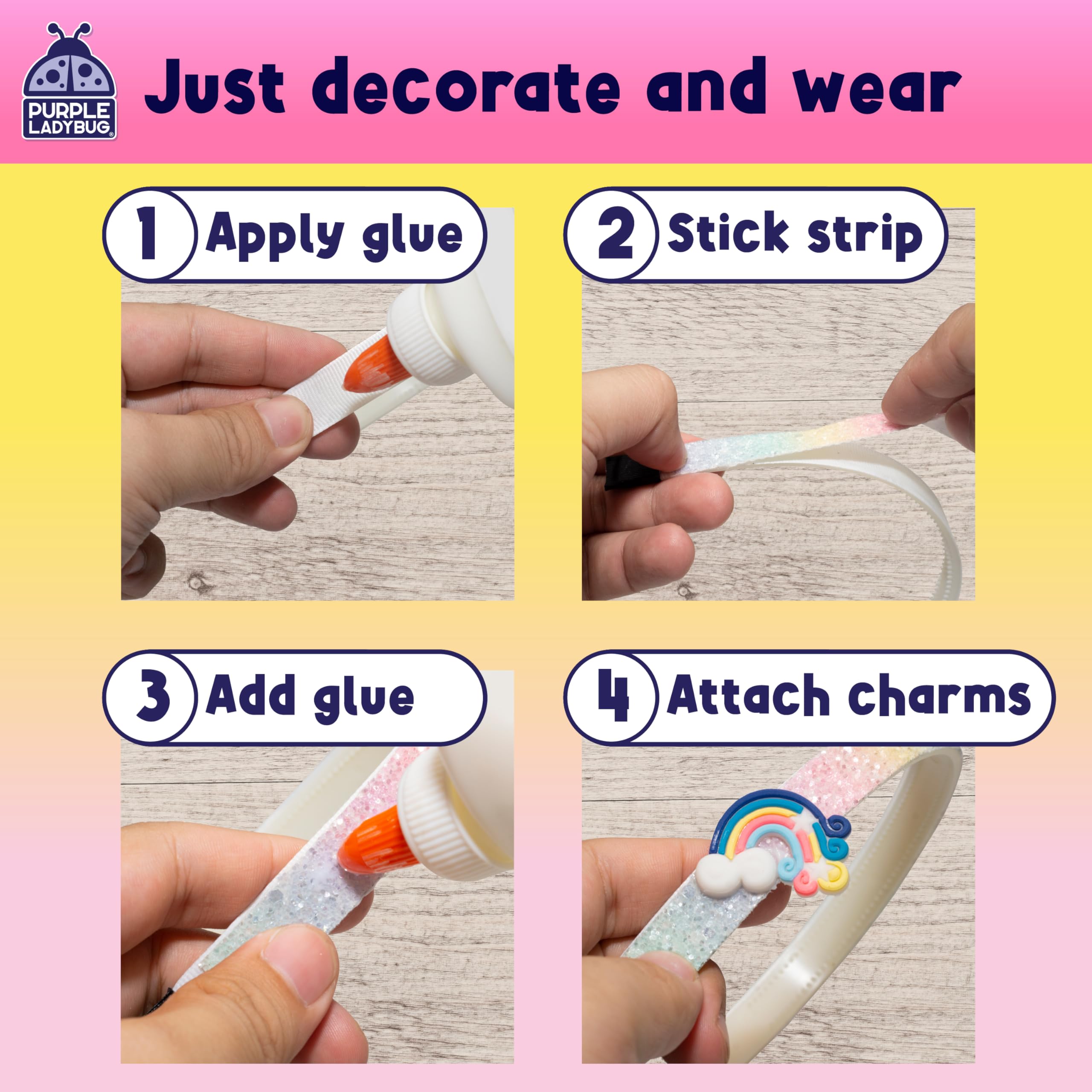 Purple Ladybug unicorn headband kit fabric strips offer durable, soft texture for comfy wear