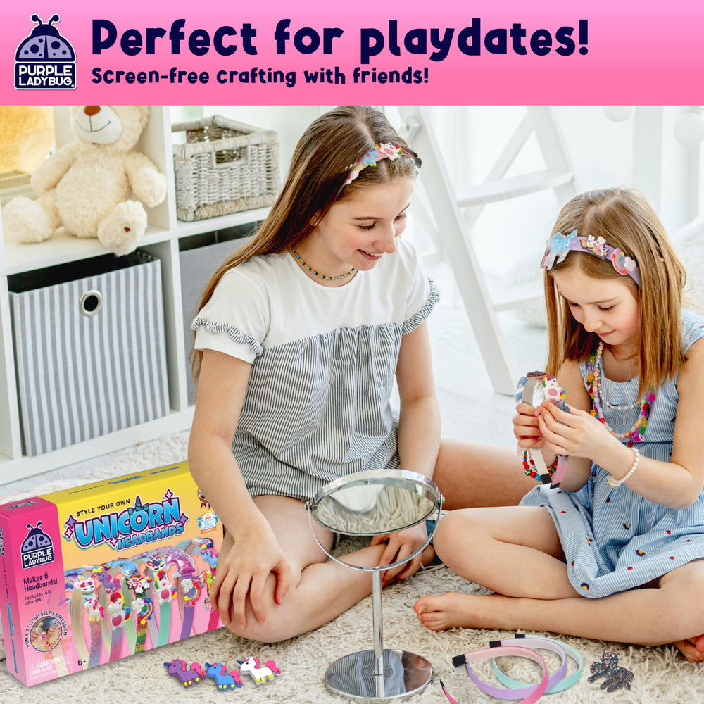 Purple Ladybug unicorn headband kit unicorn charm set shows playful decorating options