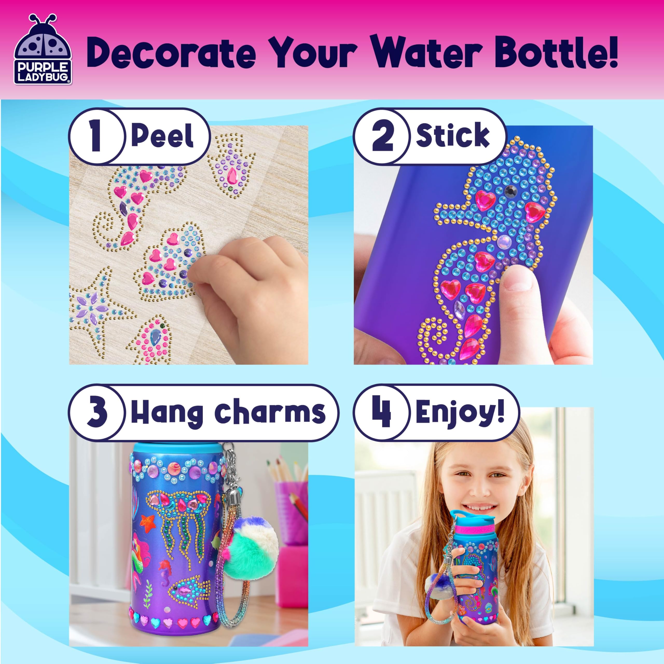 Purple Ladybug vinyl stickers offer easy application for mess-free customization.