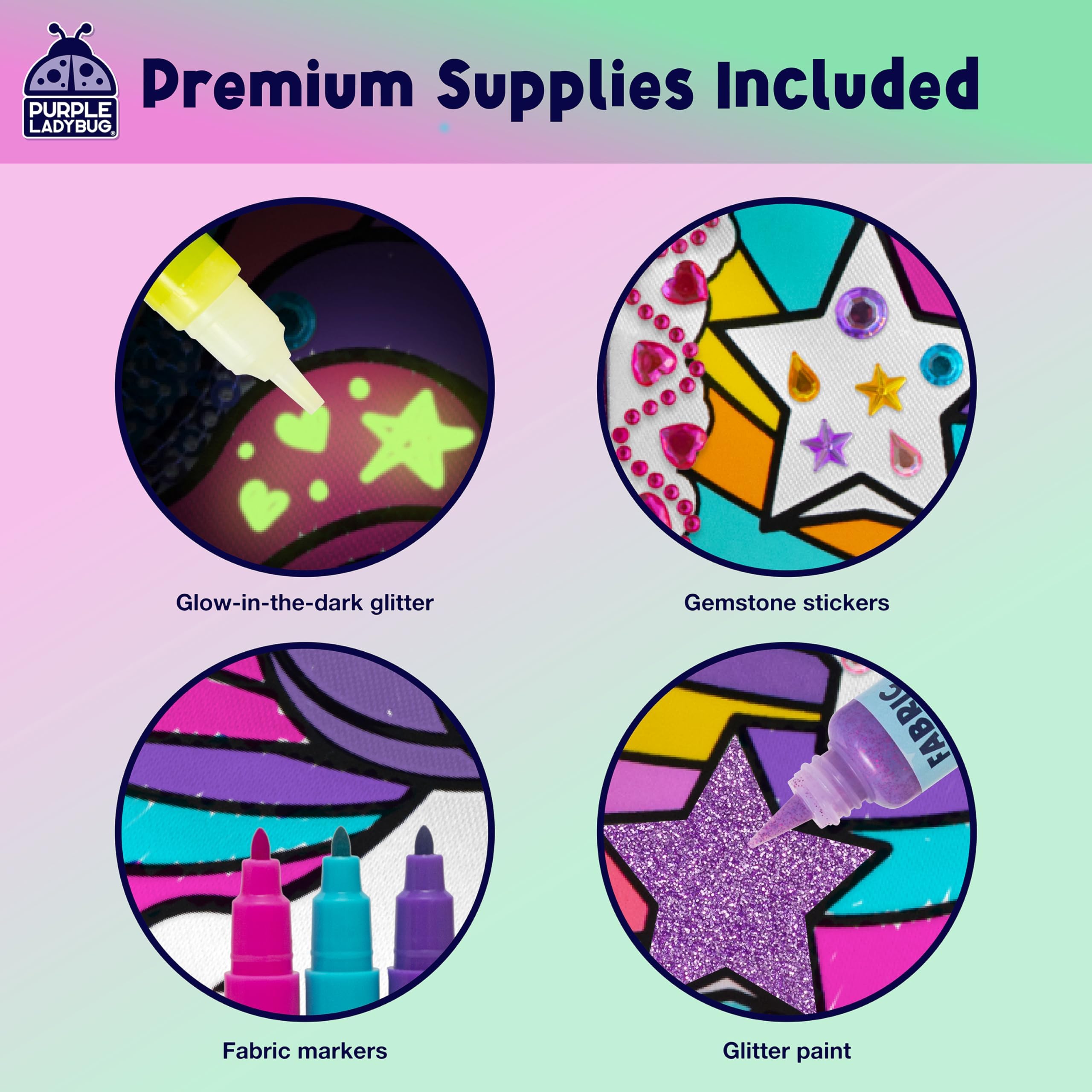 Purple Ladybug wipe-clean surface enabling quick cleanup after crafting
