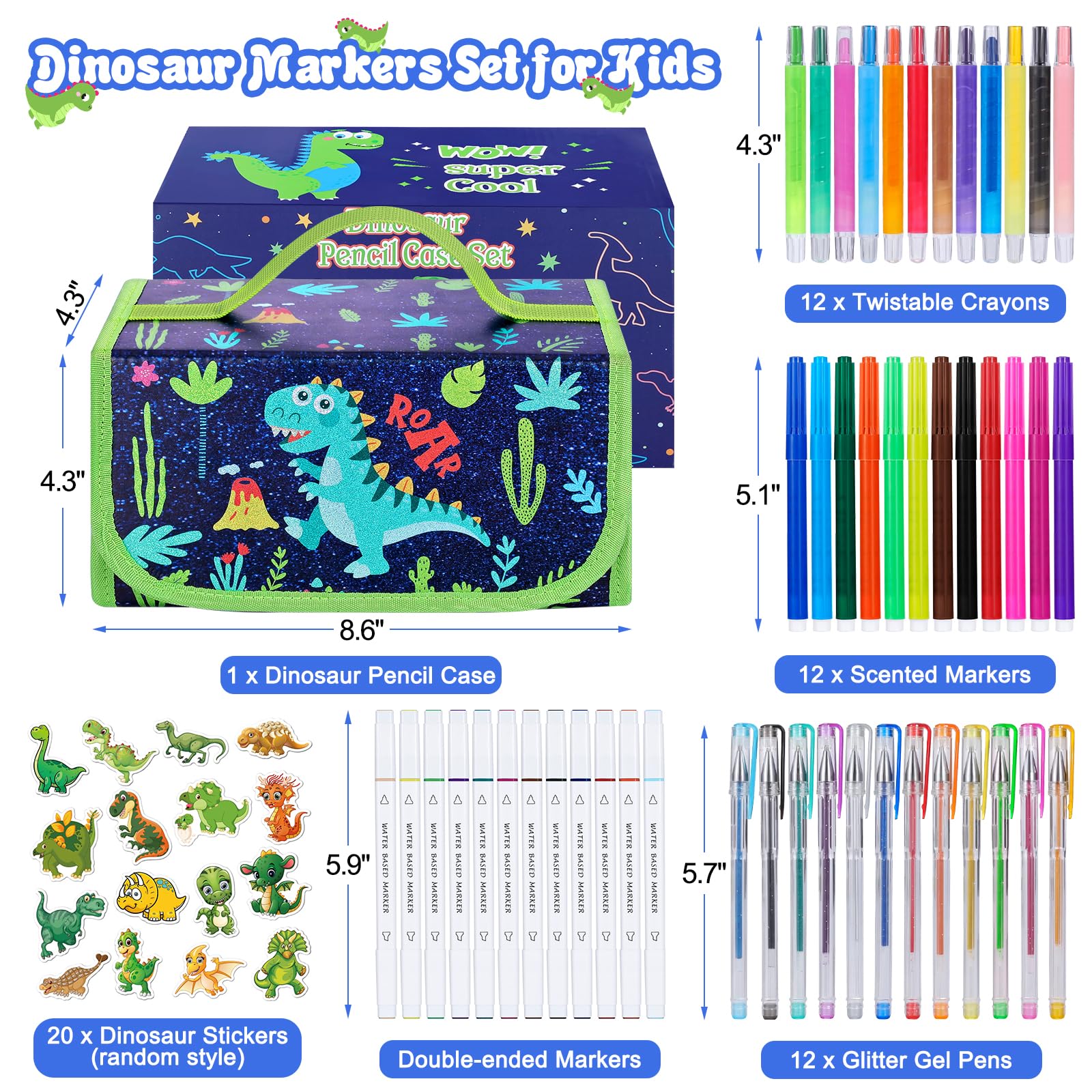Purtarly Dinosaur Markers scented set adds fun fragrance to coloring sessions.
