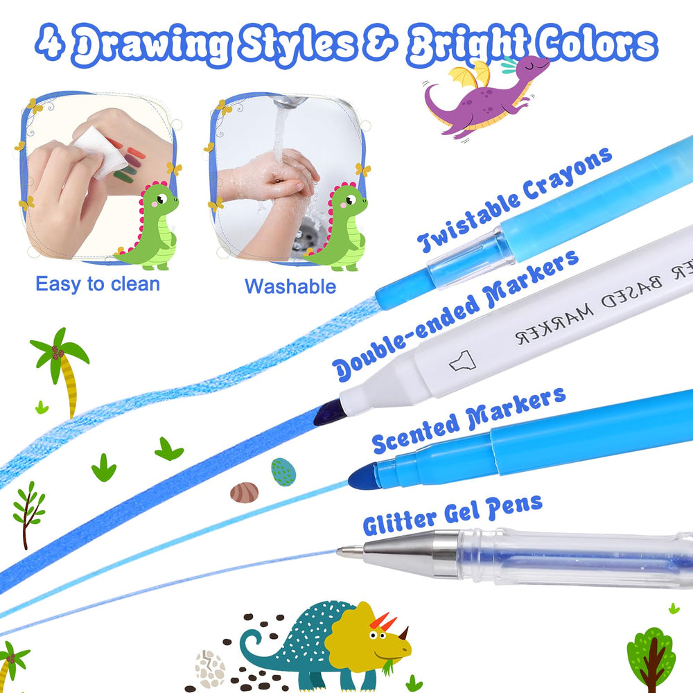 Purtarly Dinosaur Markers twistable crayons provide smooth color variety.