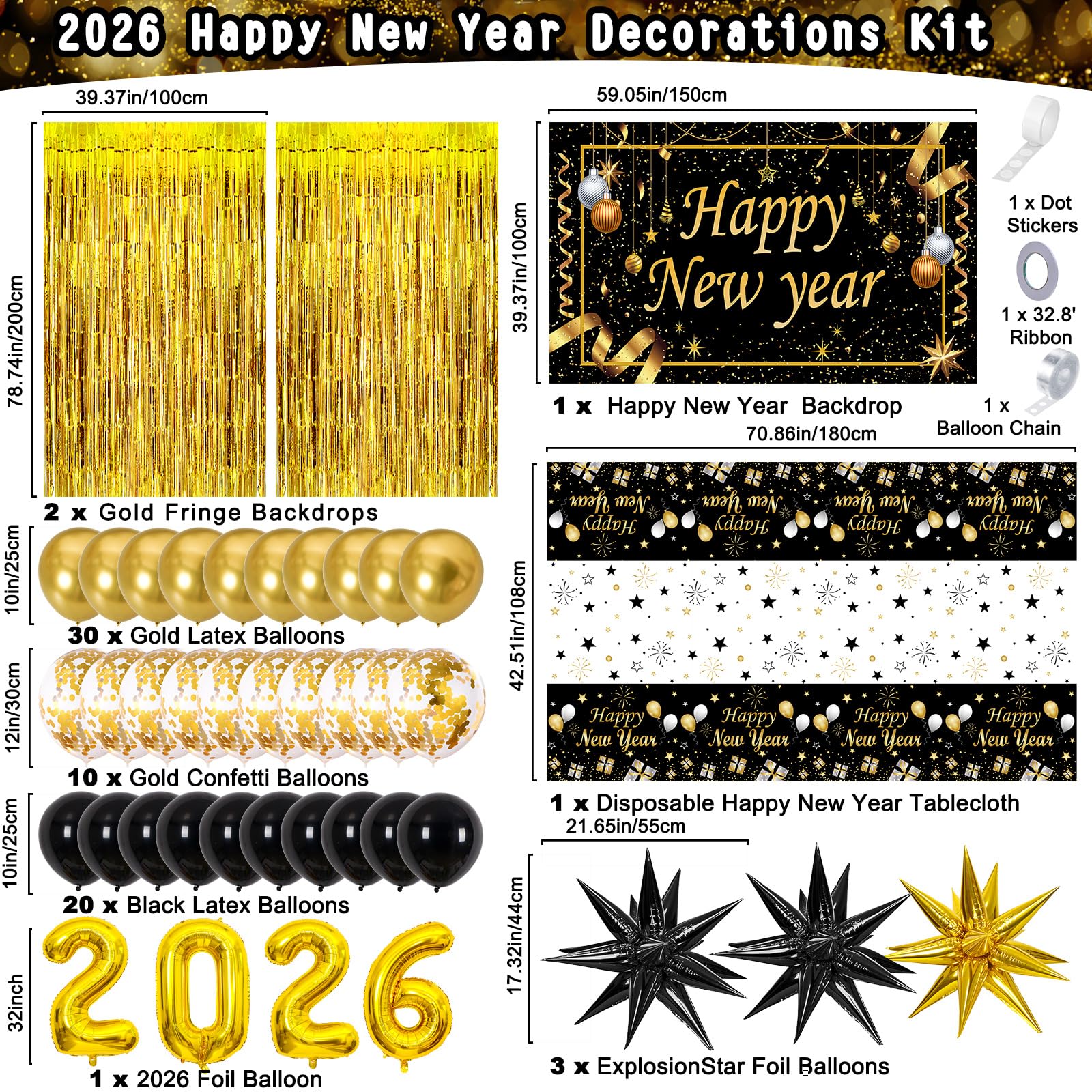 Purtarly Happy New Year tablecloth keeps surfaces clean and festive