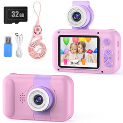 PURULU Kids Camera front view shows kid-friendly grip for easy handling.