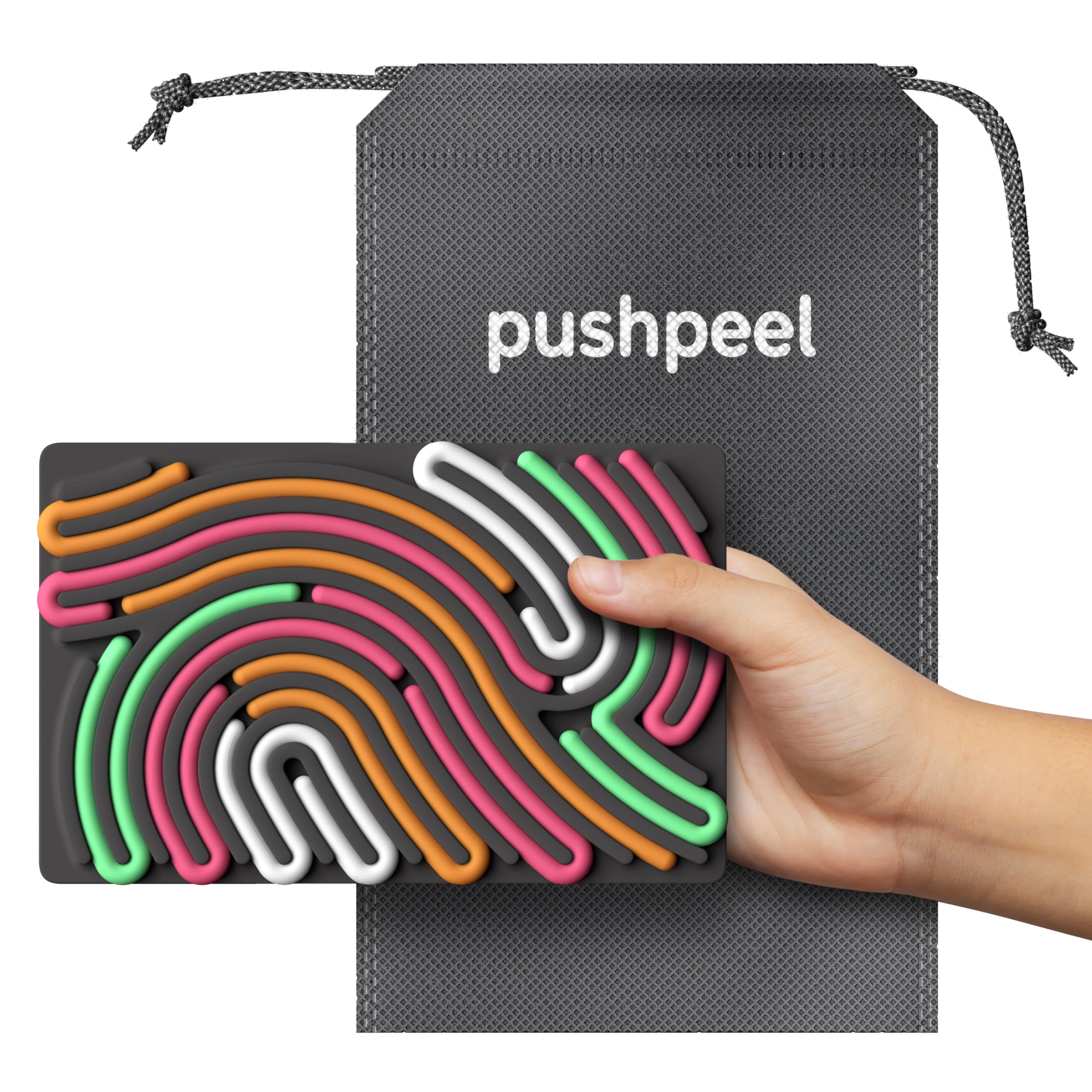 Pushpeel hands using the board, showing focus and sensory exploration