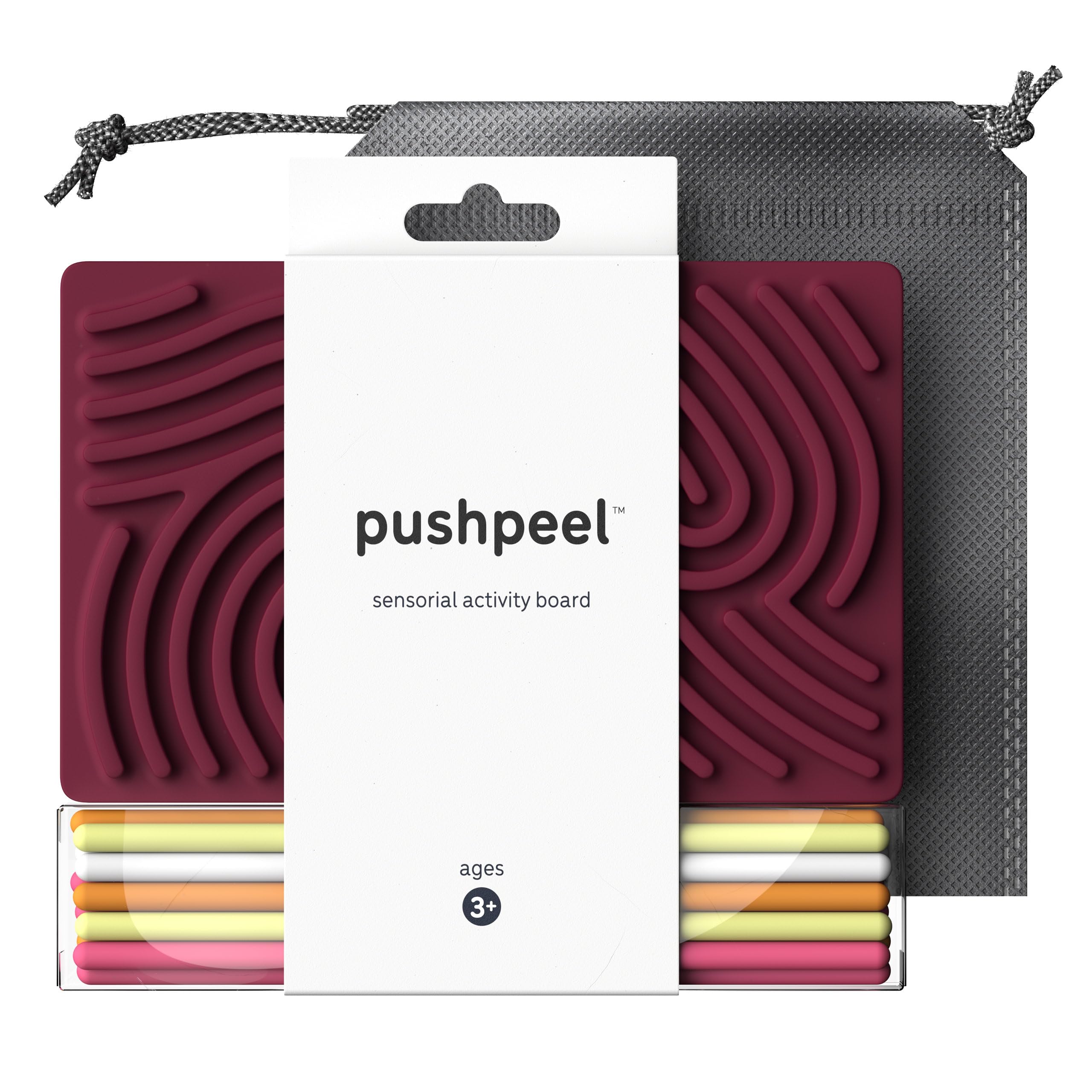 Pushpeel Sensory Activity Board close-up strings for tactile focus during calm play