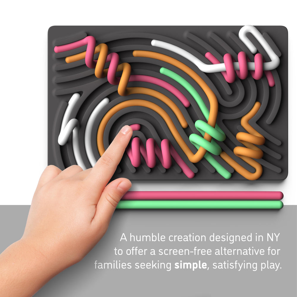 Pushpeel silicone board strings close-up highlighting tactile, engaging textures