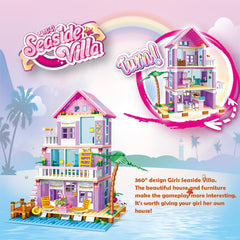 PUSITI Seaside Villa Building Set front view diorama sparks imaginative play.